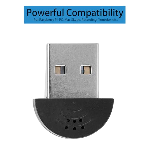 2 Pcs USB 2.0 Mini Microphone for Raspberry Pi 5 4 Model B, Module 3B+, Laptop/Desktop PC Plug and Play for Skype, MSN, Yahoo Recording, YouTube, Google Voice Search and Games