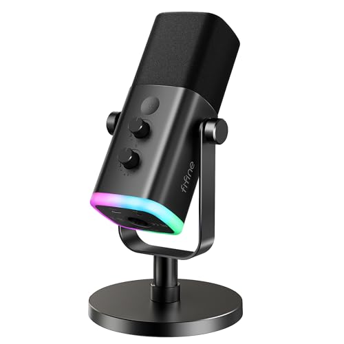FIFINE AmpliGame AM8 USB/XLR Dynamic Microphone for Gaming Streaming - color: Black