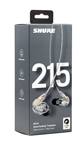 Shure SE215 PRO Wired Earbuds, Professional Sound Isolating Earphones with Clear Sound, Deep Bass, Secure in-Ear Fit, Carrying Case, Clear (Pack of 12) - size: One Size (Pack of 12)