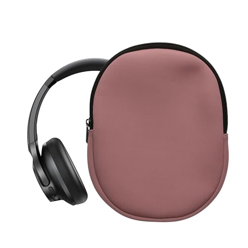 kwmobile Neoprene Headphone Case for Headset/Overear Headphone Cover – Over-Ear Headset Storage Pouch - Soft Travel Carry Bag Dark Rose - color: Dark Rose