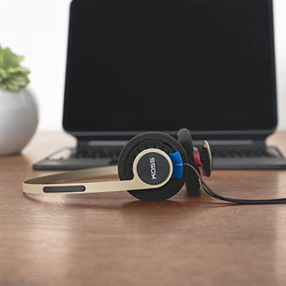 Koss KPH40 Utility On-Ear Headphones, Rhythm Beige, Interchangeable Cord | Lightweight, Ultra-Wide Frequency Response, Stainless Steel Adjustable Headband - color: Rhythm Beige