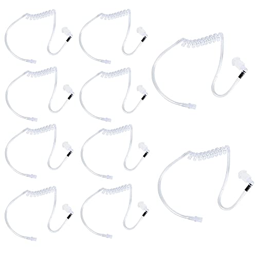 Caroo Acoustic Tube Replacement Covert Clear Coil Tube with Earbuds Radio Earpiece for Motorola Kenwood Baofeng Midland Icom Yaesu Police Law Enforcement Walkie Talkie10 Pack