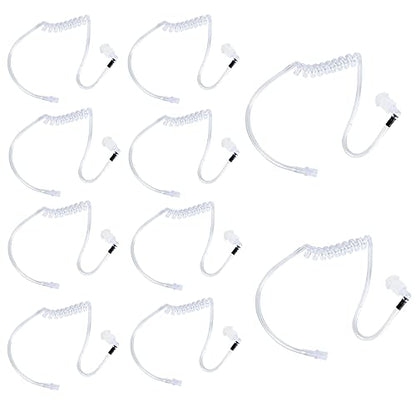 Caroo Acoustic Tube Replacement Covert Clear Coil Tube with Earbuds Radio Earpiece for Motorola Kenwood Baofeng Midland Icom Yaesu Police Law Enforcement Walkie Talkie10 Pack