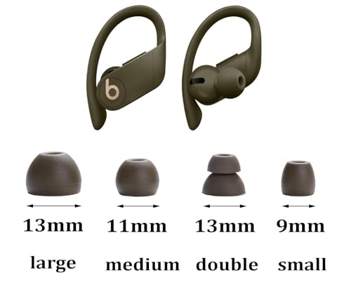 Replacement Earbud Tips for Beats Powerbeats Pro Wireless Stereo Headphones - 4 Pairs - Small, Medium, Large, and Double Flange (Moss Green) - color: Moss Green