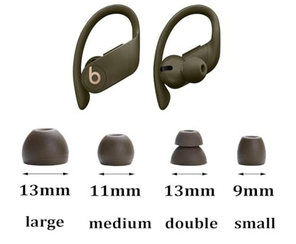 Replacement Earbud Tips for Beats Powerbeats Pro Wireless Stereo Headphones - 4 Pairs - Small, Medium, Large, and Double Flange (Moss Green) - color: Moss Green