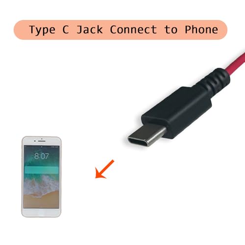 QJYTH USB C to 3.5mm TRS Mic Patch Cord for Rode Wireless Go 2/Pro/ME | Compatible with iPhone 15,16,Android with Hollyland Lack/M1/M2 and More External Mic