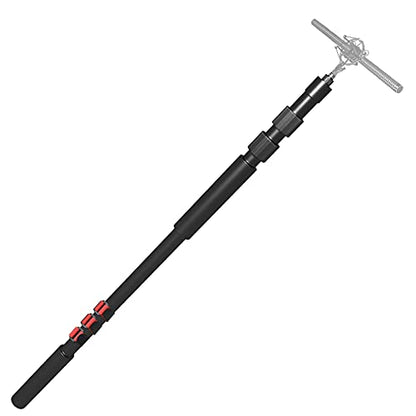 Handheld Boom Pole for Shotgun Mic, 3-Section Extendable Microphone Arm | Filming with 3/8" and 5/8" Threads, 3ft to 8.3ft Adjustable Length, Portable