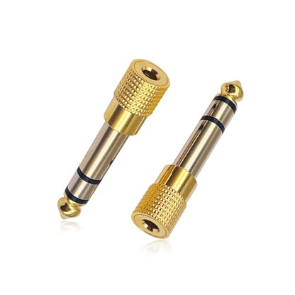 Nadadora 2 Pack 6.35mm to 3.5mm Stereo Audio Adapter Male to Female | 1/4 to 1/8 headphone jack converter for guitar, amp, mixer, speaker, earphones and AUX audio devices