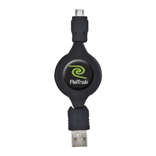ReTrak Retractable Aux Cable and Micro USB Cable Value Pack, Black (ETCABLE35MIC5) - color: Value Pack, size: 5- Feet