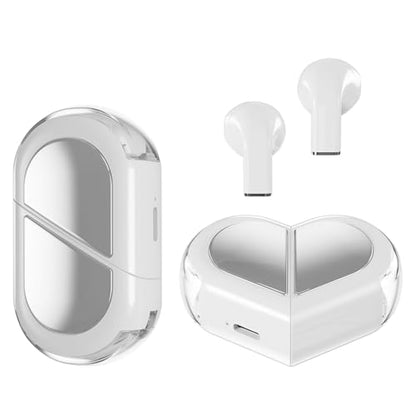 Heart Wireless Earbuds for Girls Kids, Cute Small Mini Tiny Invisible Earbuds Wireless Bluetooth for Small Ears Canals Women Rose Gold Kawai Blue Tooth Ear Buds for iPhone Android - color: White