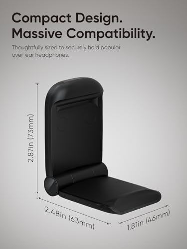 MAMUVIMO Headphone Stand, Headset Stand Foldable ＆ Sticky, Headphone Holder Hook Mount with Non-Slip Silicone, Adhesive Earphone Desk Hanger Clip Space-Saving for Airpods Max, All Earphones- Black - color: Black, size: 1 Pack
