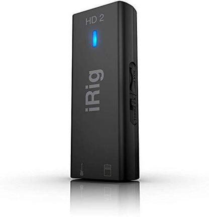 IK Multimedia iRig HD 2 guitar audio interface for iPhone, iPad, Mac, iOS and PC with USB-C, Lightning and USB cables and 24-bit, 96 kHz music recording - size: iRig HD 2