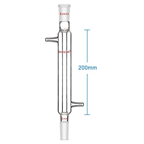 StonyLab Borosilicate Glass Liebig Condenser with 24/40 Joint 200 mm Jacket Length Lab Glass Condenser - size: 200 mm