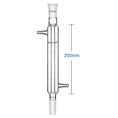 StonyLab Borosilicate Glass Liebig Condenser with 24/40 Joint 200 mm Jacket Length Lab Glass Condenser - size: 200 mm