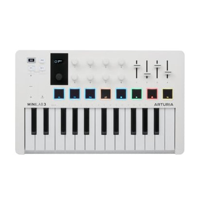 Arturia MiniLab 3 Universal MIDI Controller, White | All in One Software Package, 25 Keys, 8 Multi-Color Pads, White - color: White, size: 25 Keys