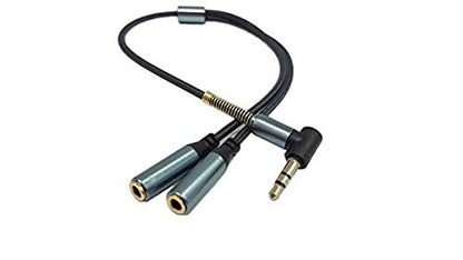 Audio Splitter Cable,Haokiang Gold Plated 90 Degree Right Angle 3.5mm Male to 2 Female Jack Headphone Audio Stereo Y Splitter Adapter Cable for Tablets, MP3 Players (Blue) - color: Blue