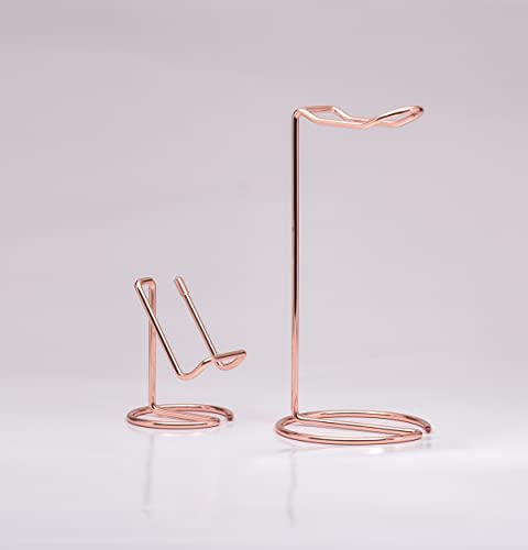JIARI Headphones Stand and Cell Phone Stand Desktop Metal Holder Accessories 2pcs Set (Rose Gold) - color: Rose Gold