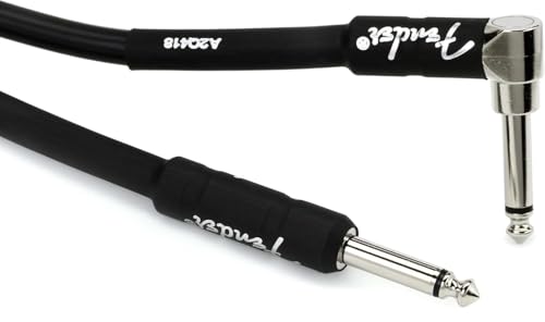 Fender Professional Series Instrument Cable, Guitar Cable, Guitar Accessories, Straight/Angle, Black, 25ft - size: 25ft, style: Straight/Angle