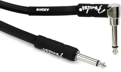 Fender Professional Series Instrument Cable, Guitar Cable, Guitar Accessories, Straight/Angle, Black, 25ft - size: 25ft, style: Straight/Angle