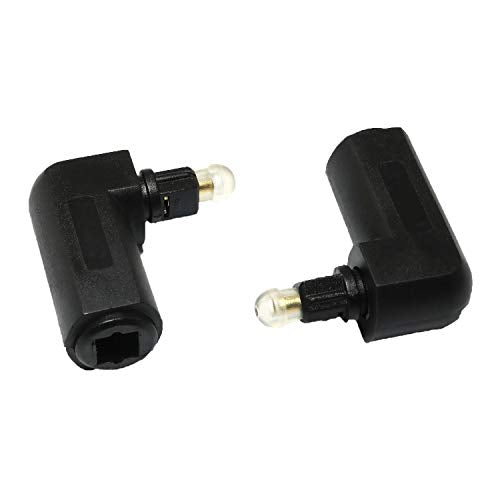 RLECS 2pcs Toslink Right Angle Digital Optical Audio Cable Adapter Male to Female 90 Degree 360 Rotates for Toslink Optical Cable TV Adapter