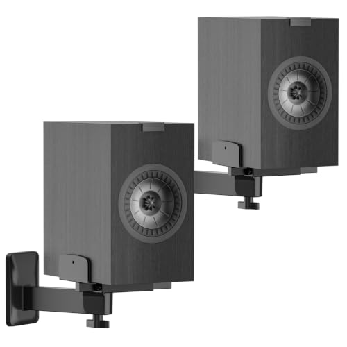 Adjustable Speaker Wall Mounts Pair for KEF Q150/Q350/Q1&Q3 Meta, Yamaha HS5/HS7/HS8, 5" to 11" Dual Side Clamp Fit Klipsch, Polk, JBL 305P Bookshelf Speakers, for Edifier, PreSonus Studio Monitors