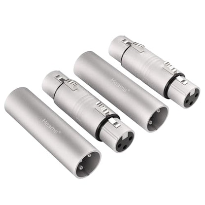 Professional 4 Pack (2 Pair) XLR Adapter, Noise Free, Long-Lasting | 3 Pin XLR Female to Female & Male to Male Connector, XLR Gender Changers, Fit for Microphone, Audio Mixer, Speaker, Silver - size: 2 Pair
