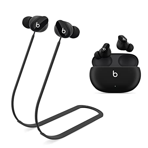 Anti-Lost Strap for Beats Studio Buds, Sports Anti-Slip Soft Silicone Lanyard Accessories Compatible with Beats Studio Buds Bluetooth Headphones Neck Rope Cord (Black)