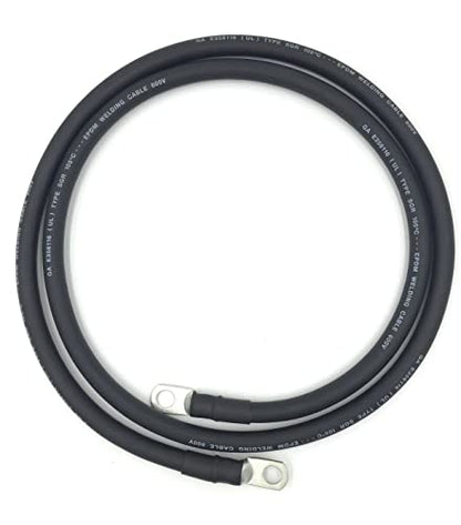 End Game 2 AWG Gauge Premium Battery Cables, Made in The USA, Positive or Negative, Red or Black, Replacement Battery Cables for Car, Truck, RV, Solar (3ft - 3/8" Lugs, Black) - size: 3ft - 3/8" Lugs, style: Black