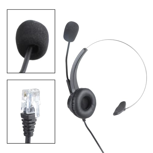 4-Pin RJ11 Monaural Corded Call Center Telephone Headset Headphone BK Earphone Headphonem in Ear Stereo Sound Noise Isolating Earbud Device Air Duct Noise-Cancelling USB