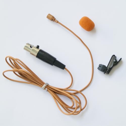 WL35 Professional Clip-On Lavalier Condenser Microphone for Shure ULX SLX PGX GLX QLX U1 UR1 BeltPack Microphones System Parts with TA4F Mini XLR 4Pin Plug (Brown) - color: Brown