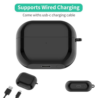 Charging Case Inended for Samsung Galaxy Buds 3 Pro,Replacement Charger Station with USB C Cable Wired Earbuds Charger Case Dock Stand Cradle Cover (Black) - color: Black