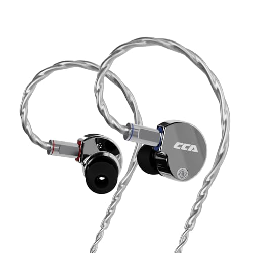 CCA Phoenix in-Ear Monitor Headphones, Dual-Magnet Dynamic Driver IEM with HiFi Clear Sound & Deep Bass, Full-Metal Professional Gaming Earbuds for Musicians, Singers, and Audiophiles(3.5mm Plug) - color: Silver, style: Without Mic,3.5mm