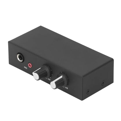 Stereo Sound Preamplifier with Headphone Amp, 3-Port Mixer for Microphone Phono Turntable, Independent Volume Control Knob, UltraLow Noise Aluminum Housing for Desktop Audio