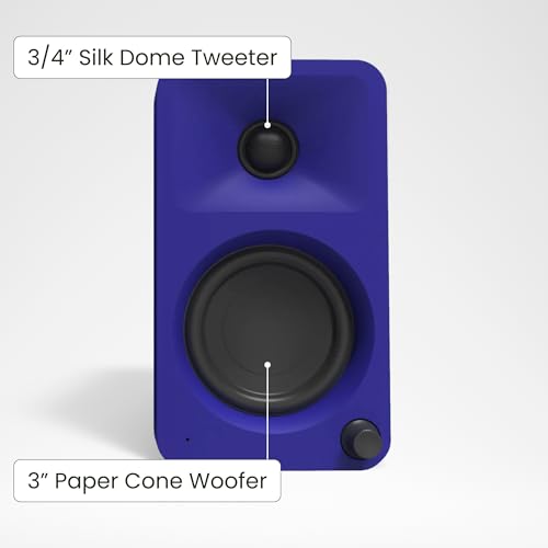 Kanto ORAML 100W Powered Reference Desktop Computer Speakers with Bluetooth 5.0 and USB-C Input | Bi-Amplified | 100 Hz Automatic Crossover | Reference Quality Sound | Pair | Purple - color: Purple, size: 3" Woofer - 100 Watts