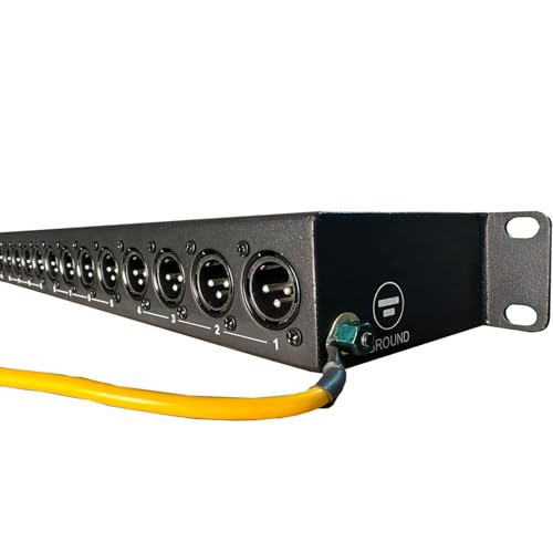 DIYTECH 16 Port XLR Patchbay — Balanced Patch Bay Audio Snake Panel with Reversible XLR Connectors, Metal Rack-Mount Chassis, Mounting Screws Included — Studio, Live Sound & Broadcast