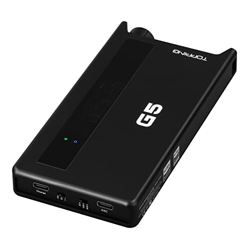 TOPPING G5 Hi-Res Portable DAC and Headphone Amplifier – USB, Bluetooth LDAC, NFCA Amp, ES9068AS DAC, Up to 1200mW Output, for IEMs & High-Impedance Headphones (Black)