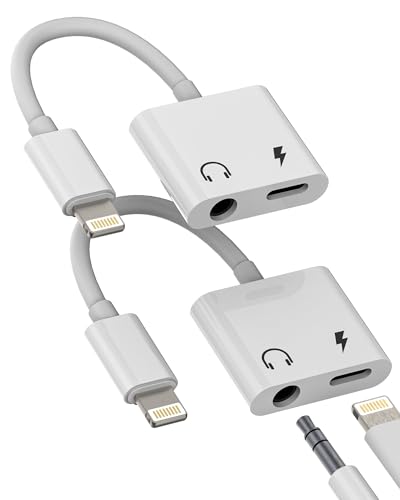 Lightning to 3.5mm Headphone Jack 2 in 1 Adapter for iPhone 14 13 12 11 X 8 7 SE SE2 Earphones Headset Audio for Apple for ipad Splitter Charging AUX Cable Connector Phone Accessories