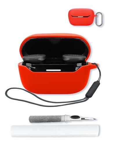 Case for JBL Endurance Race 2 True Wireless in Ear Earbuds,Soft Protective,Shockproof, BOVUGAC Silicone Case Cover with Keychain & Cleaning Kit & Lanyard-Red - color: Red