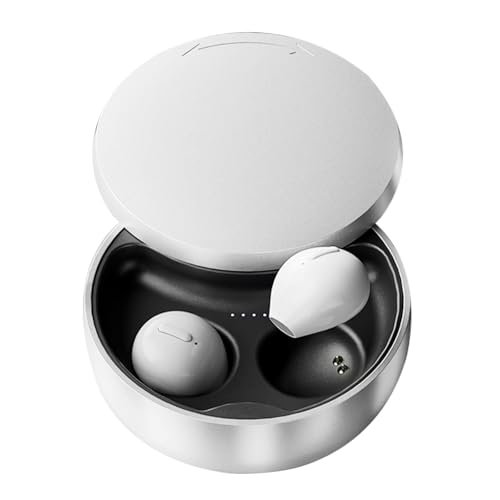 Xmenha Smallest Invisible Earbuds Wireless Ear Buds Bluetooth in Ear Mini Discreet Small Tiny Earpiece Sleep Earbuds Hidden with Charging Case Headphones for Small Ears Work Sleeping Android White - color: White