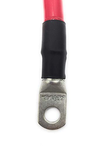 End Game 2 AWG Gauge Marine Grade Battery Cables, Made in USA, Fully Assembled with Heavy Duty Tinned Lugs, 1ft-15ft Lengths Available (Single Red, 1ft - 3/8” Lugs) - color: Single Red, size: 1ft - 3/8” Lugs