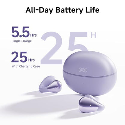 QCY Crossky C30 Open Ear Headphones Wireless Bluetooth, Clip-On Earbuds with 4 ENC Noise Cancelling Mic, Stable Fit, Dual Connection, EQ Customized, Sports Earphones for Workout/Running - color: Purple