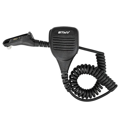 ETMY Multi-Pin Speaker Mic Compatible with APX 6000 7000 8000 & XPR 6000 7000 Series Radios - 360° Rotating Clip, PTT Button & 3.5mm Jack, Secure Locking Connector 1 Pack