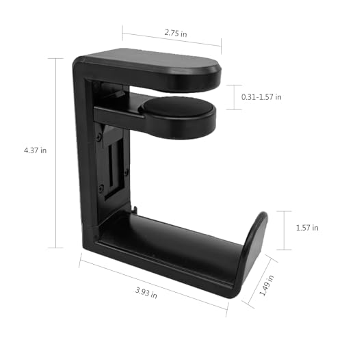 PC Gaming Headset Headphone Hook Holder Hanger Mount, Headphones Stand with Adjustable & Rotating Arm Clamp, Under Desk Design, Universal Fit, Built in Cable Clip Organizer