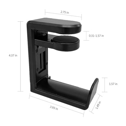 PC Gaming Headset Headphone Hook Holder Hanger Mount, Headphones Stand with Adjustable & Rotating Arm Clamp, Under Desk Design, Universal Fit, Built in Cable Clip Organizer