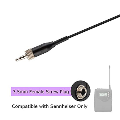 Lavalier Microphone Lapel Mic Compatible with Sennheiser Bodypack | Omnidirectional Condenser Clip On Microphone for Wireless Transmitter System 3.5mm Stereo Female Screw Plug with Clip & Cap