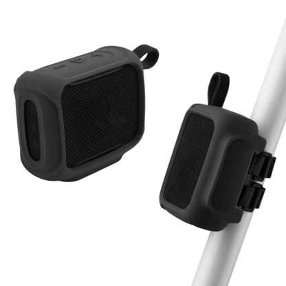 Silicone Case Cover for JBL Go 5 Portable Speaker | TXEsign Travel Carrying Protective Pouch with Attach Straps for Bike Golf Cart Scooter - color: Black