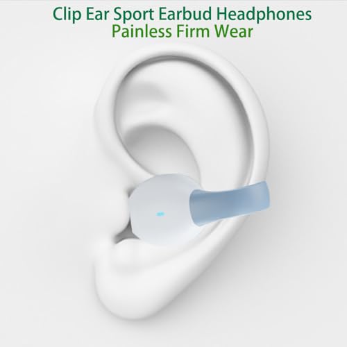 IHAO Clip Ear Sport Earbud Headphones Bluetooth 5.3 Open Earpiece, Clip On Ear Never Fall Out 8 Hours Playtime with Charging Case, HiFi Sound Noise Reduction Painless Firm Wear IPX4 Waterproof-White - color: Clip Earbud White