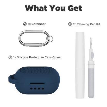 Soft Silicone Case for Raycon Everyday Classic Earbuds with Keychain&Cleaning Pen kit,Anti-Scratch Shockproof Protective Case Cover for Raycon Everyday Classic Earbuds Charging Case (Dark Blue) - color: Dark Blue
