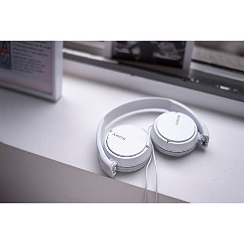 Sony ZX Series Wired On-Ear Headphones with Mic, White MDR-ZX110AP - color: White, style: With Mic