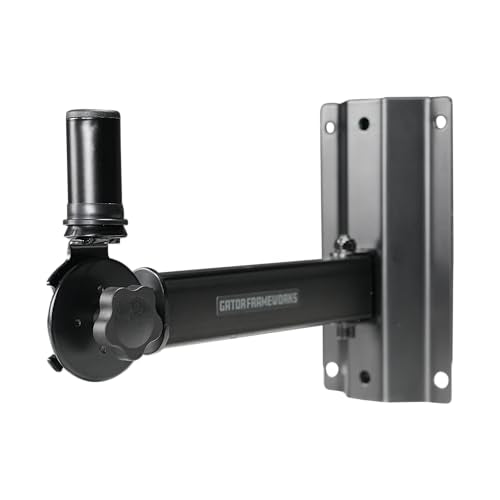 Gator Frameworks Rok-It Series Set of Wall Mounted Speaker Stands with 80 lbs. Weight Capacity, 1 3/8" Speaker Insert Fits Most Standard Speakers up to 22", (RI-SPK-WM50)